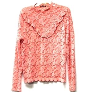 Ambiance women's blouse Plus size rose pink lace Size: 1X
